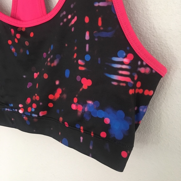 Reebok Black Pink Sports Bra Athletic Top Running - Picture 2 of 5